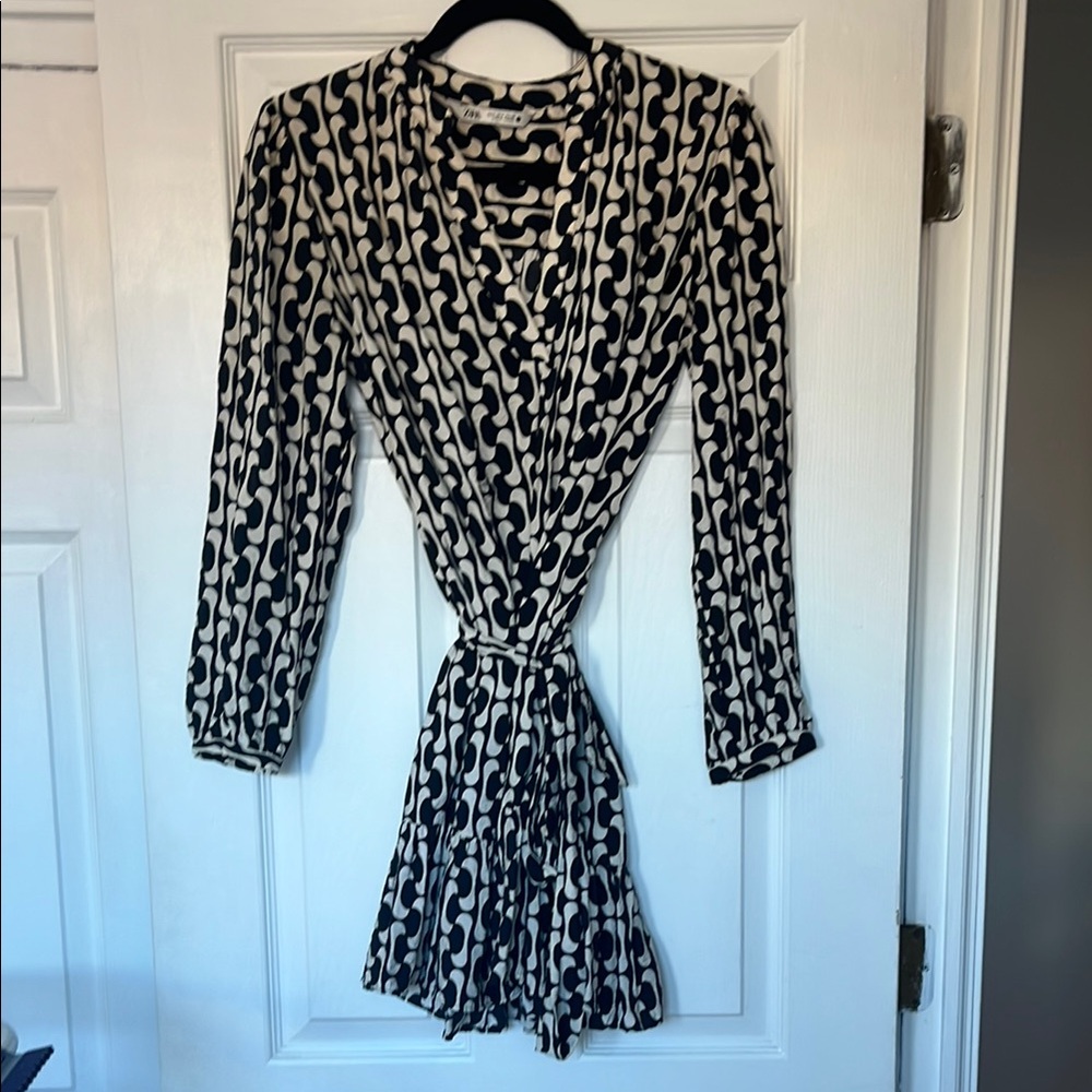 Zara Black and White Tie Front Dress